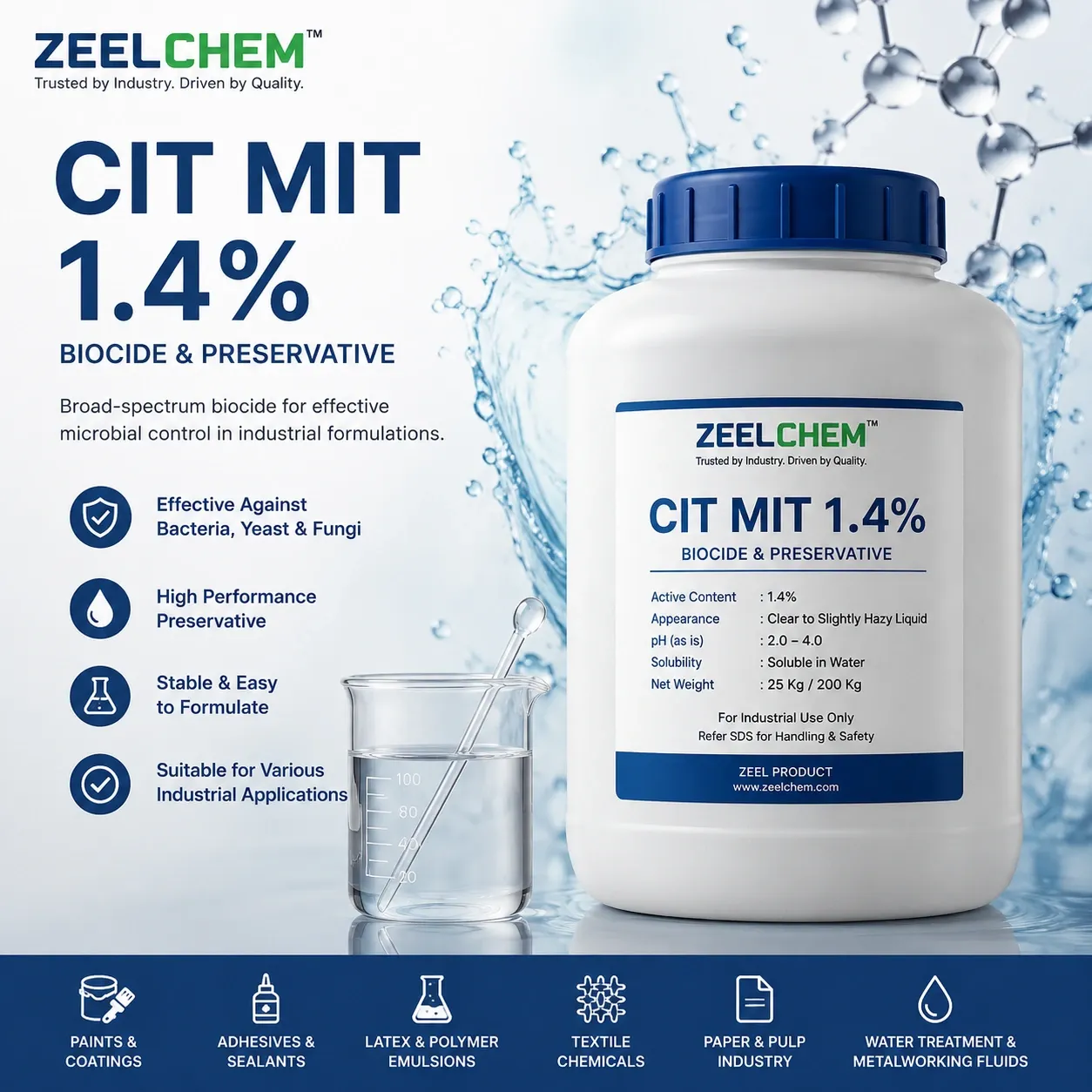 CMIT/MIT 1.5% Biocide & Preservative – ZEELCHEM™